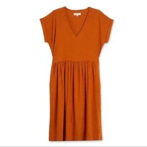 Lou & Grey for LOFT | Linen Midi-Dress | Burnt Orange | XS but fits like M